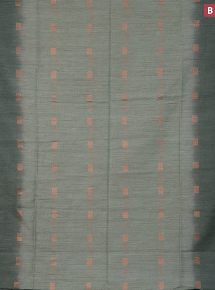 Bamboo saree pastel green and sap green with copper zari woven buttas and copper zari woven border