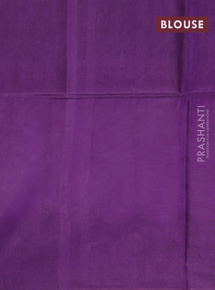 Bamboo saree lavender shade and deep violet with thread woven buttas & tie and dye prints and temple design thread woven border