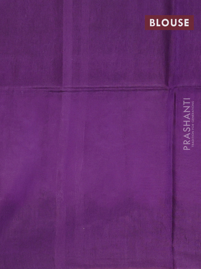 Bamboo saree lavender shade and deep violet with thread woven buttas & tie and dye prints and temple design thread woven border