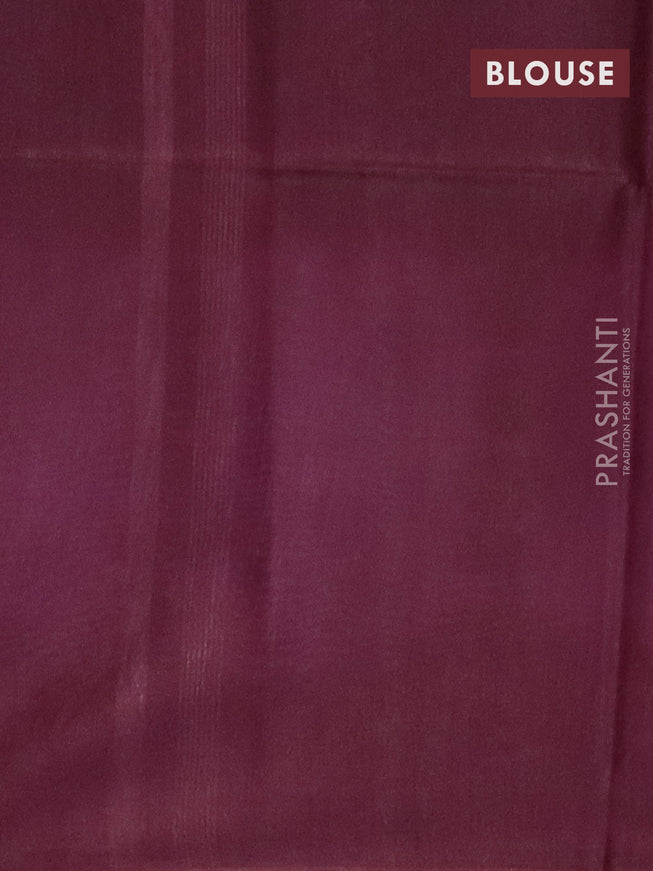 Bamboo saree lavender shade and wine shade with thread woven buttas & tie and dye prints and temple design thread woven border