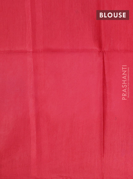 Bamboo saree light pink and red with thread woven buttas & tie and dye prints and temple design thread woven border