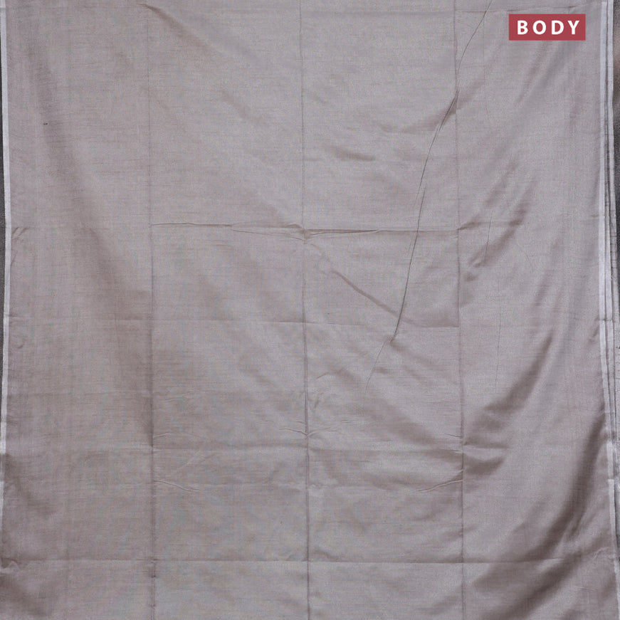 Bamboo saree grey with plain body and sequin work pallu