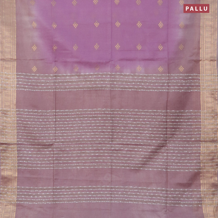 Bamboo saree lavender shade and pastel pink with zari woven buttas and zari woven border