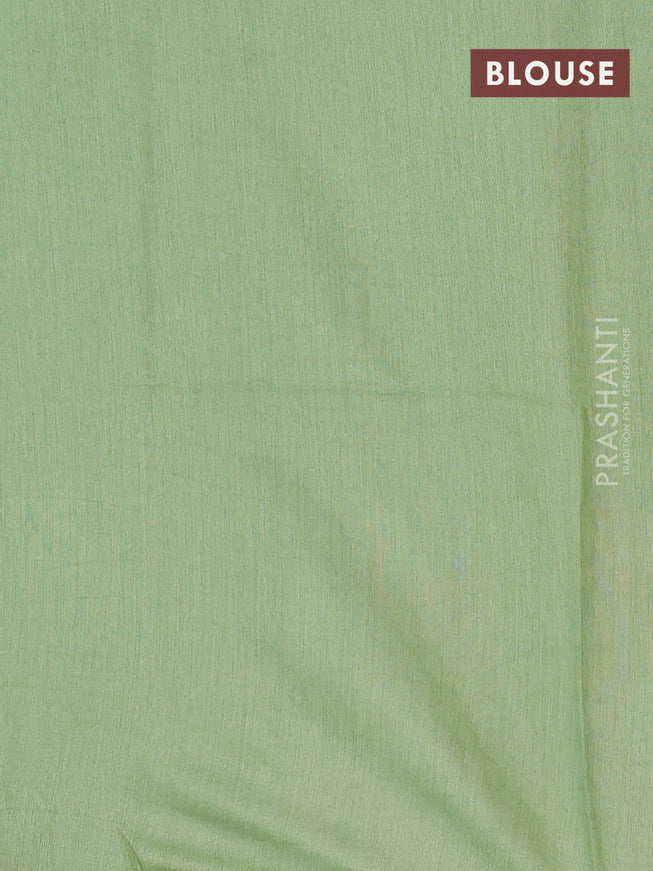 Bamboo saree teal blue and green with allover thread checks & buttas and sequin work pallu