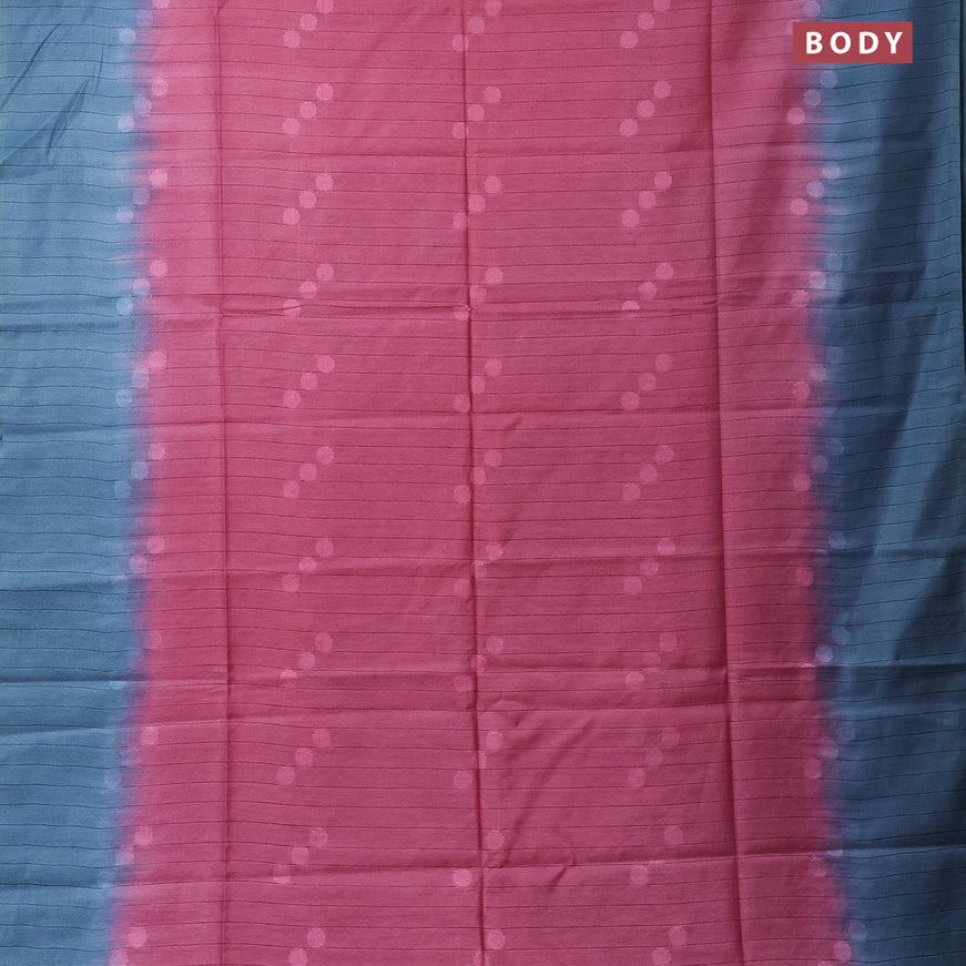 Bamboo saree pink and cs blue with thread woven geometric buttas in borderless style