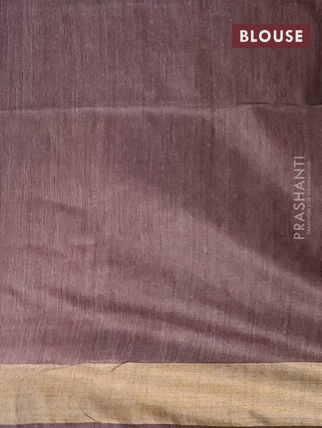 Bamboo saree brown shade with plain body and zari woven border