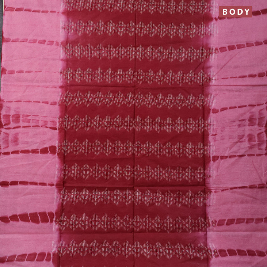 Bamboo saree maroon and pink with allover thread weaves and sequin work pallu