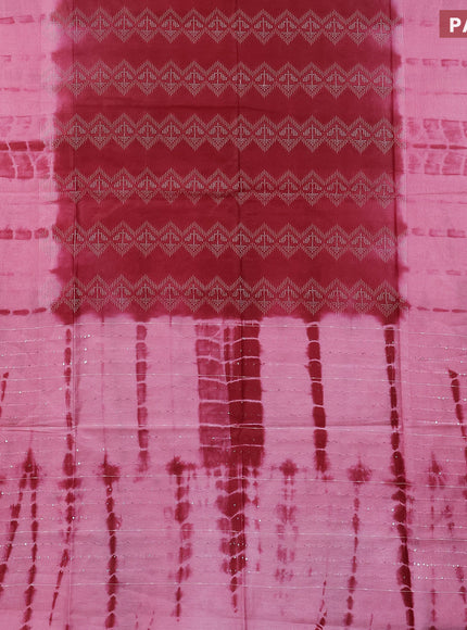 Bamboo saree maroon and pink with allover thread weaves and sequin work pallu