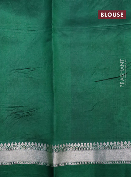 Banarasi poona silk saree red and dark green with allover zari weaves and zari woven simple border