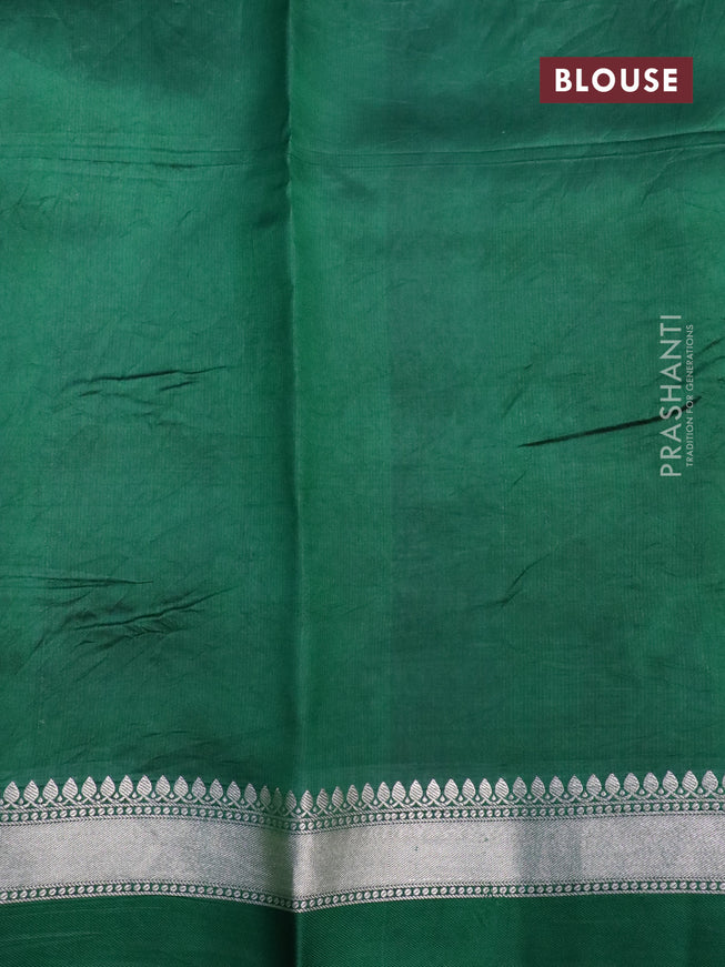 Banarasi poona silk saree red and dark green with allover zari weaves and zari woven simple border