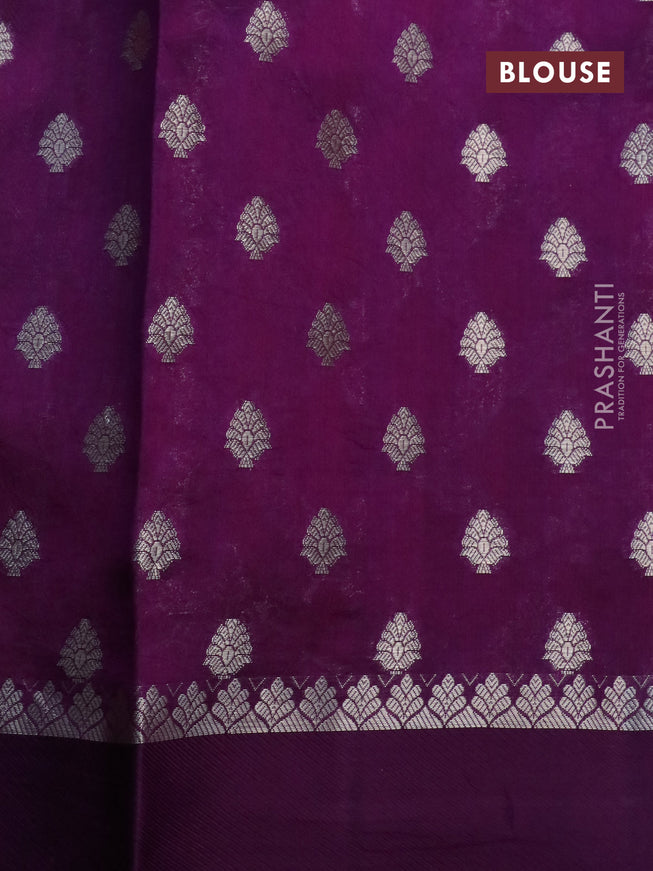 Banarasi poona silk saree magenta pink and deep violet with zari woven buttas and zari woven border