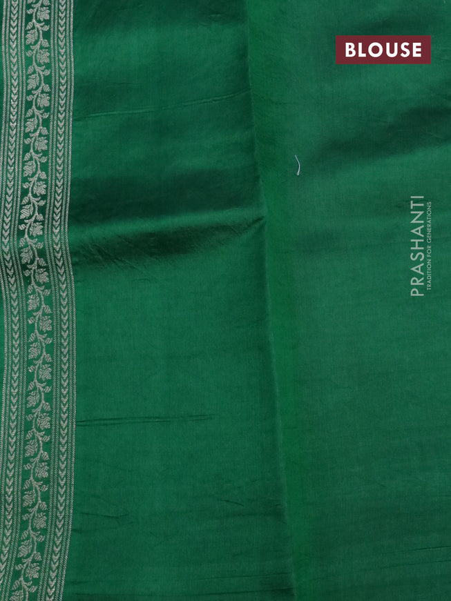 Banarasi poona silk saree wine shade and green with allover geometric buttas and long zari woven border