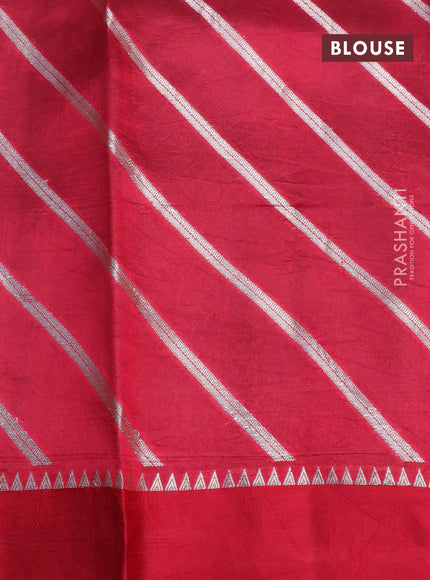 Banarasi poona silk saree dark green and red with allover floral zari weaves and zari woven simple border