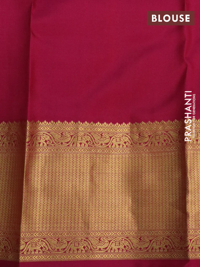 Pure kanchipuram silk saree dual shade of green and pink with zari woven buttas and zari woven border