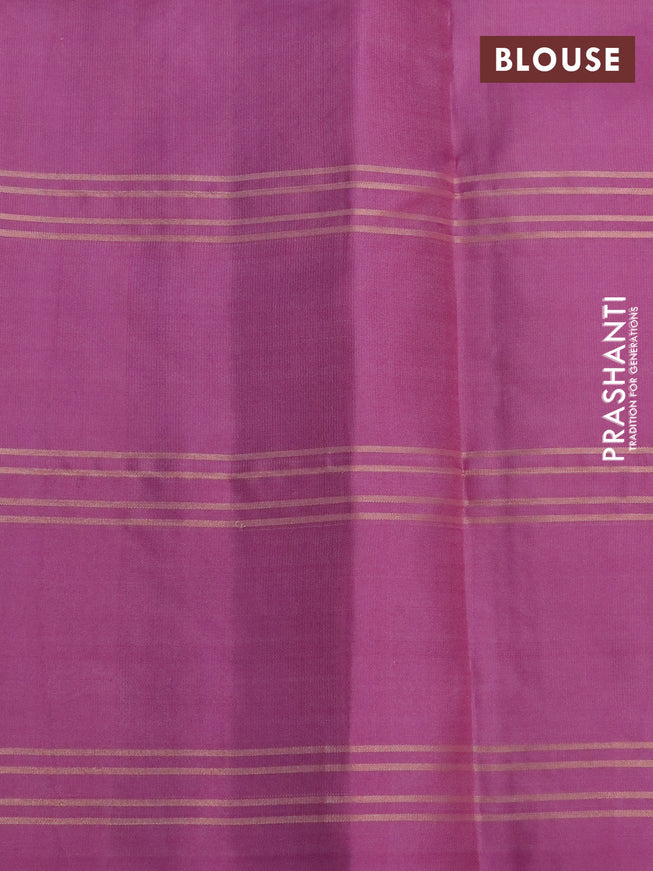 Pure kanchipuram silk saree pastel grey and mauve pink with allover zari checks & buttas in borderless style