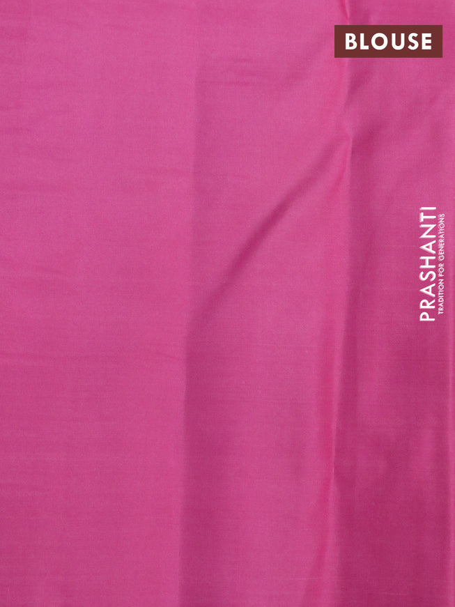 Pure kanchipuram silk saree light green and pink with allover zari weaves in borderless style