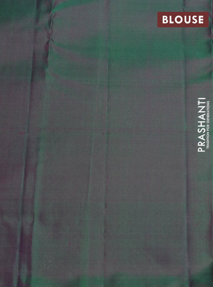 Pure kanchipuram silk saree dual shade of pink and dual shade of green with zari woven buttas and piping border