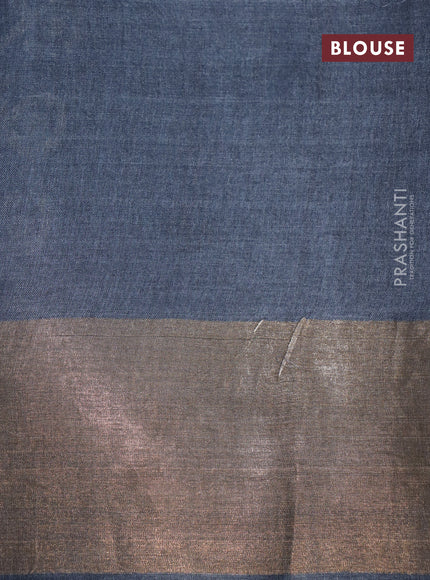 Pure tussar silk saree elephant grey with allover prints and zari woven border