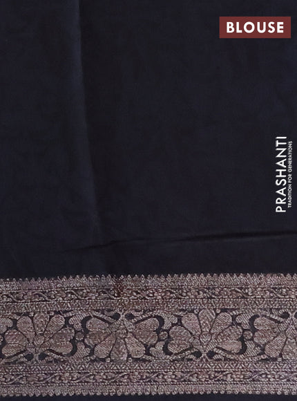 Chanderi silk cotton saree black with allover prints and woven border