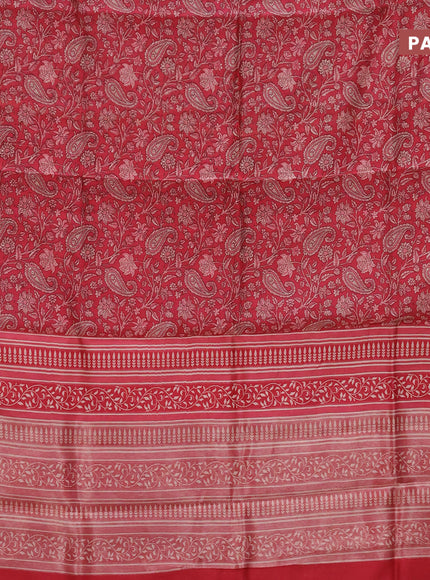 Chanderi silk cotton saree maroon with allover kalamkari prints and woven border