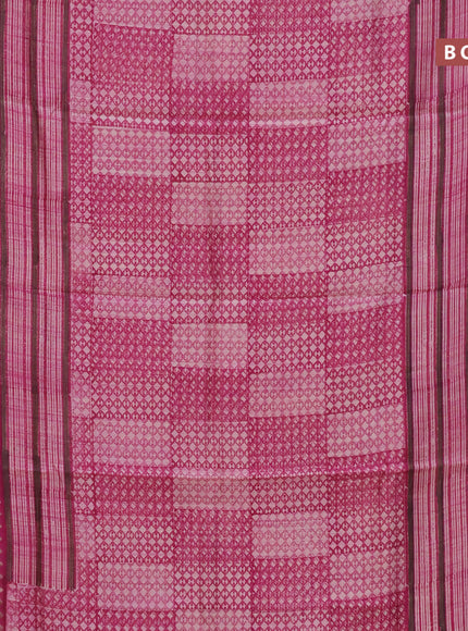 Chanderi silk cotton saree pink with allover prints and woven border