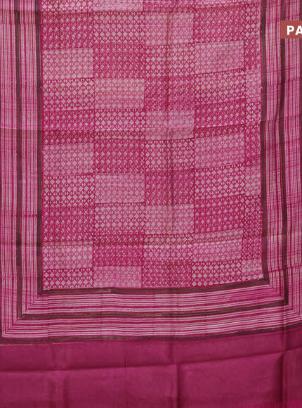 Chanderi silk cotton saree pink with allover prints and woven border