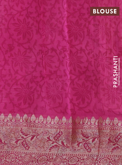 Chanderi silk cotton saree pink with allover prints and woven border