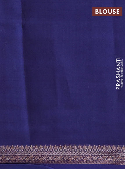 Chanderi silk cotton saree blue with allover prints and woven border