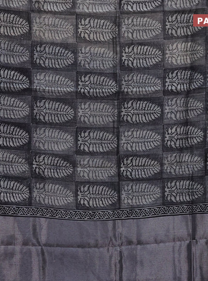 Chanderi silk cotton saree black with allover prints and woven border