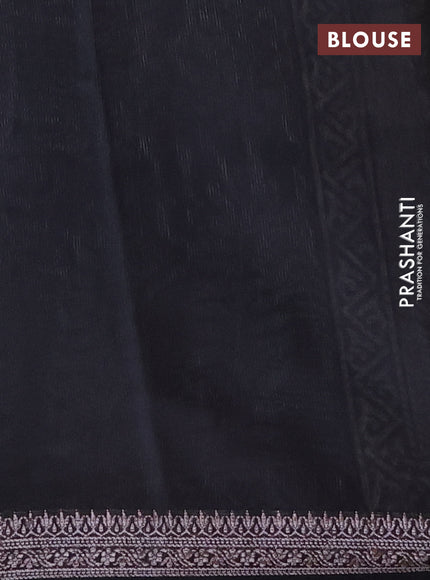 Chanderi silk cotton saree black with allover prints and woven border