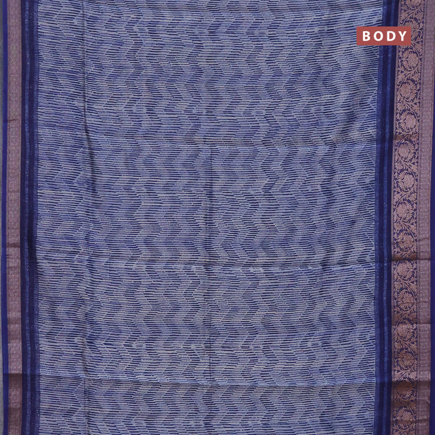 Chanderi silk cotton saree grey and blue with allover geometric prints and woven border