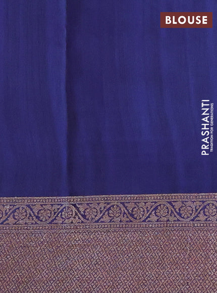 Chanderi silk cotton saree blue with allover prints and woven border