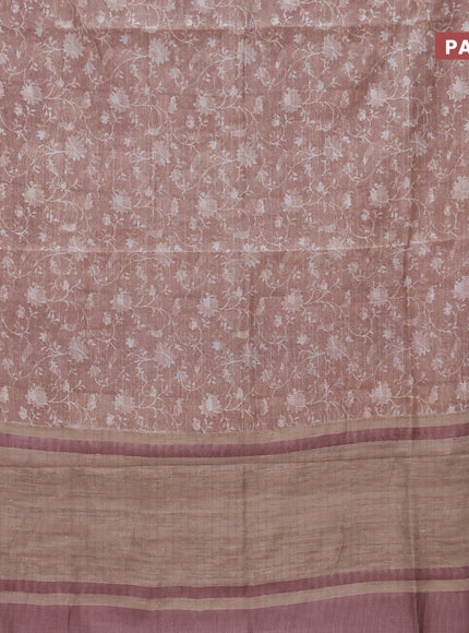 Chanderi silk cotton saree brown shade with allover prints and woven border