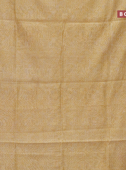 Chanderi silk cotton saree mustard yellow and pastel brown with allover prints and woven border