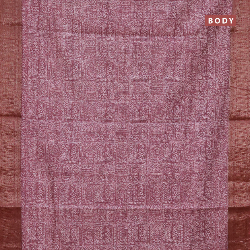 Chanderi silk cotton saree pastel maroon and maroon with allover prints and woven border