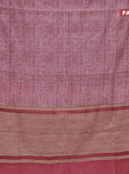 Chanderi silk cotton saree pastel maroon and maroon with allover prints and woven border