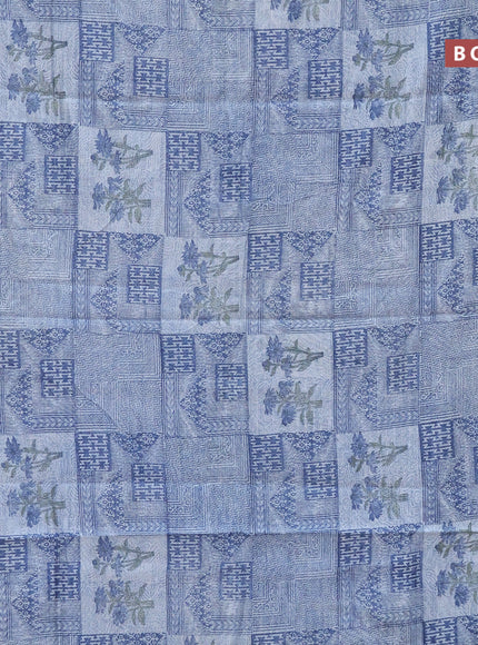 Chanderi silk cotton saree blue shade with allover prints and woven border