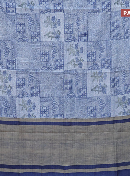 Chanderi silk cotton saree blue shade with allover prints and woven border