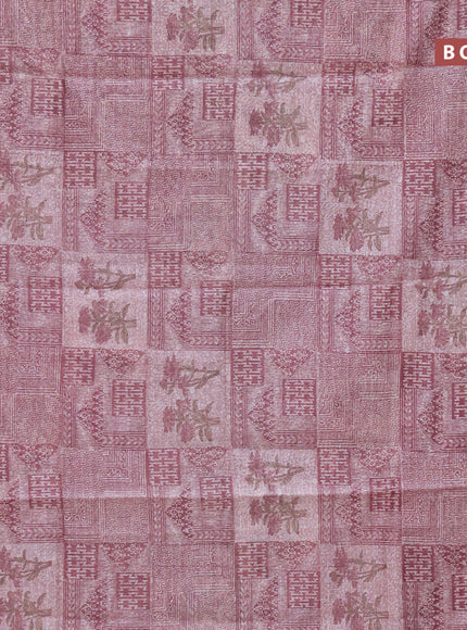 Chanderi silk cotton saree pastel maroon shade with allover prints and woven border