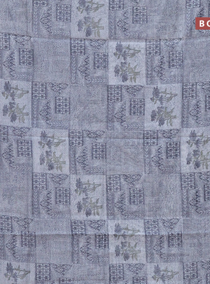 Chanderi silk cotton saree grey with allover prints and woven border