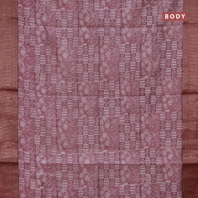 Chanderi silk cotton saree pastel maroon and maroon with allover prints and woven border