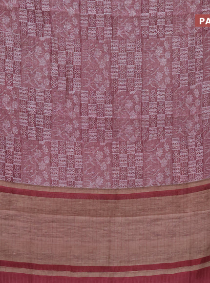 Chanderi silk cotton saree pastel maroon and maroon with allover prints and woven border