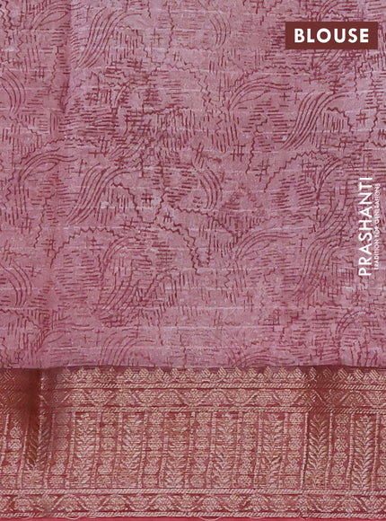 Chanderi silk cotton saree pastel maroon and maroon with allover prints and woven border