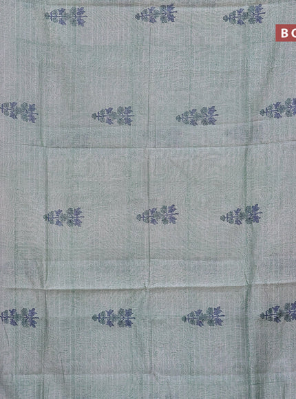 Chanderi silk cotton saree green shade and purple with allover prints and woven border