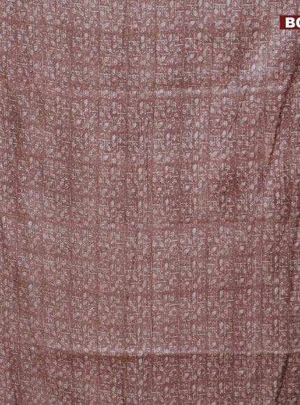 Chanderi silk cotton saree brown shade with allover prints and woven border