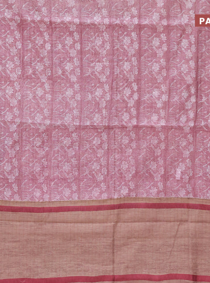 Chanderi silk cotton saree pastel maroon shade with allover prints and woven border