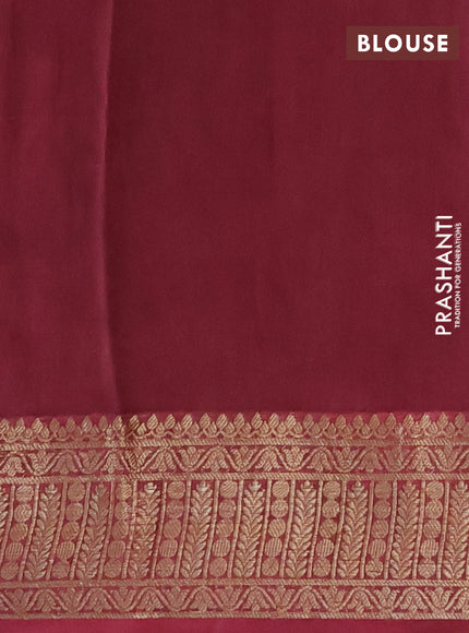 Chanderi silk cotton saree maroon with allover floral prints and banarasi style border