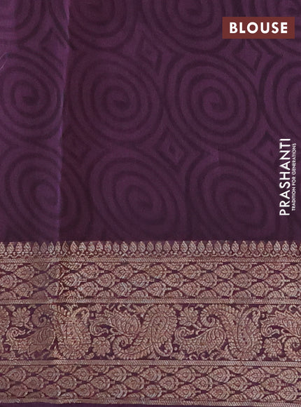 Chanderi silk cotton saree wine shade with allover kalamkari prints and banarasi style border