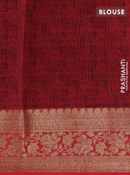 Chanderi silk cotton saree deep violet and red with allover prints and banarasi style border