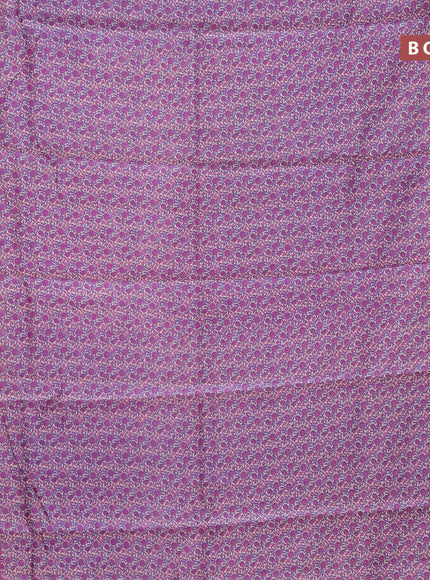 Chanderi silk cotton saree violet and pink with allover floral prints and banarasi style border